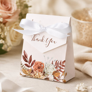 Terracotta Rust Flowers Boho Fall Foliage Wedding Favor Box