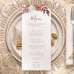 Terracotta Rust Flowers Boho Fall Foliage Wedding Menu<br><div class="desc">Modern bohemian style wedding menu cards featuring watercolor flowers and fall leaves in earthy tones like rust brown,  burnt orange and terracotta. Perfect choice for autumn weddings.</div>