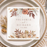 Terracotta Rust Flowers Boho Fall Foliage Wedding Napkin<br><div class="desc">Modern bohemian style wedding napkins featuring watercolor flowers and fall leaves in earthy tones like rust brown,  burnt orange and terracotta. Perfect choice for autumn weddings.</div>