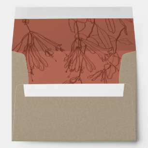 TERRACOTTA RUST KRAFT LINE DRAWING FLORAL ADDRESS ENVELOPE