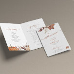 Terracotta rust leaves autumn fall wedding program<br><div class="desc">Modern rustic watercolor botanical flowers,  pumpkin,  foliage,  and dried leaves making a chic autumn fall elegant custom wedding program template with a trendy handwriting calligraphy script and earthy terracotta beige colour palette.                  Easy to personalize it with your details on front and indise!</div>