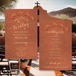 Terracotta & Rust Leaves Budget Wedding Program<br><div class="desc">These wedding programs are elegant and tasteful, while still being budget friendly. The hand painted watercolor design features a sprig of leaves and marbled backgrounds in shades of terracotta, rust orange, and burnt umber. The typography features lacy script calligraphy, and there is room for details on the ceremony, the bridal...</div>