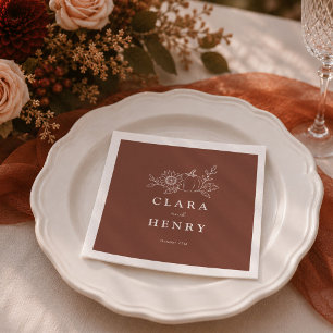 Terracotta Rust Pumpkin Sunflower Wedding Napkins