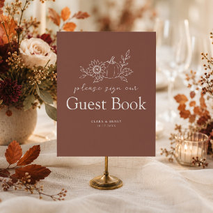 Terracotta Rust Pumpkin Wedding Guest Book Sign
