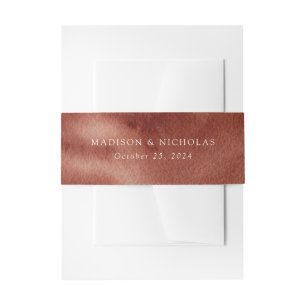 Terracotta Rust Watercolor Personalized Invitation Belly Band