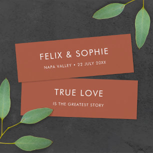 Terracotta   Rust Wedding Favour Mini Bookmark Car Business Card