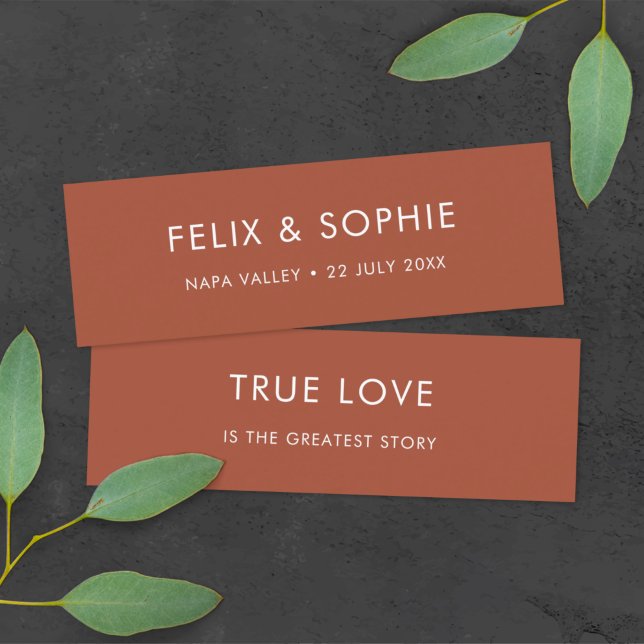 Terracotta | Rust Wedding Favour Mini Bookmark Car Mini Business Card (Creator Uploaded)