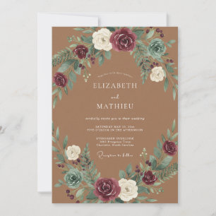 Terracotta Rustic Autumn Wedding Invitation