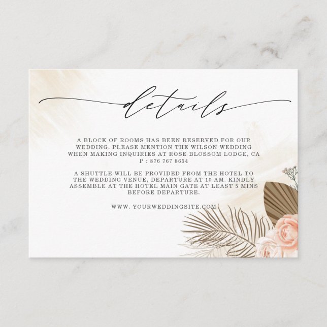 Terracotta Rustic Boho Wedding Chic Script Detail Enclosure Card (Front)