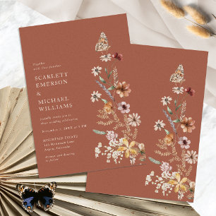Terracotta Rustic Boho Wedding Invitations