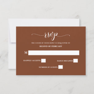 Terracotta Rustic Burnt Orange Modern Wedding RSVP Card