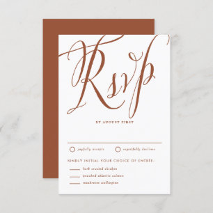 Terracotta Rustic Calligraphy with Meal Choice RSVP Card
