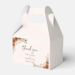 Terracotta Rustic Fall Floral Wedding Thank you  Favor Box
