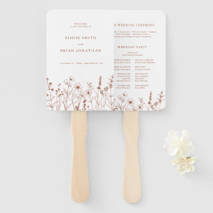 Terracotta Rustic Fall Wildflower Wedding Program Hand Fan