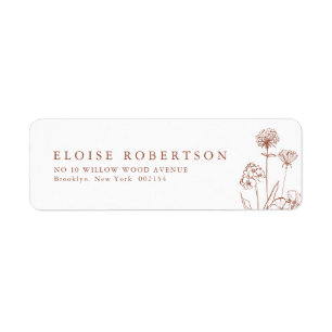 Terracotta Rustic Floral Fall Wildflower Address