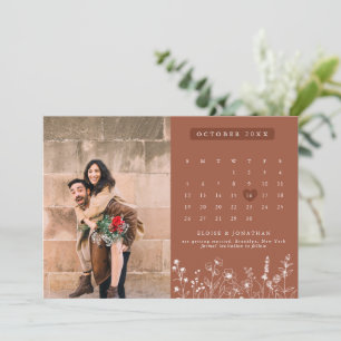 Terracotta Rustic Floral Fall Wildflower Photo Save The Date