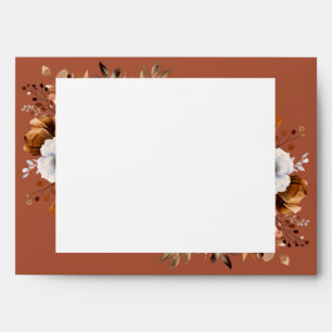 Terracotta Rustic Floral Retour Adresse Enveloppe
