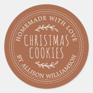 Terracotta Rustic Homemade Christmas Cookies Classic Round Sticker