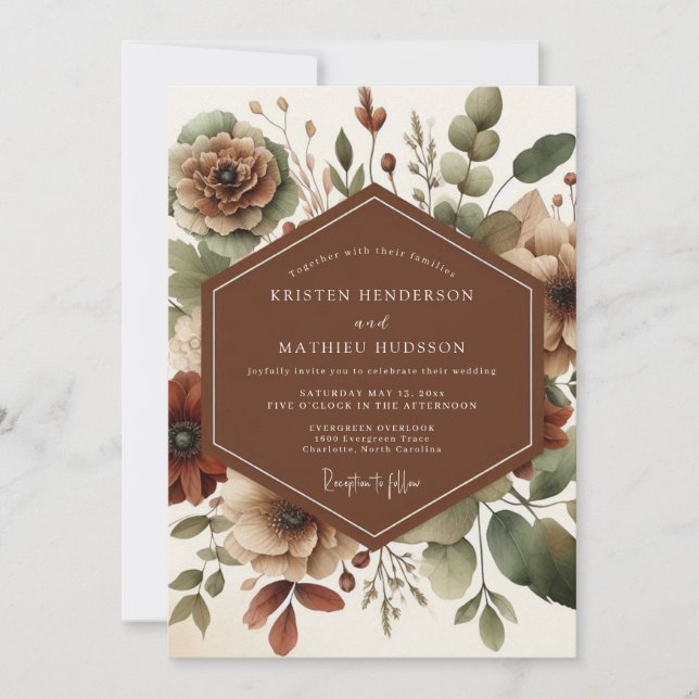 Terracotta Rustic Meadow Wedding Invitation (Front)