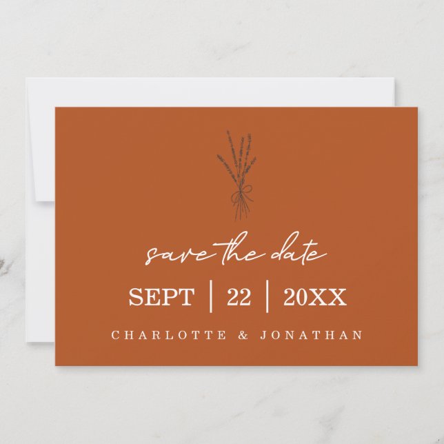 Terracotta Rustic Modern Hand Written Wedding Save The Date (Front)