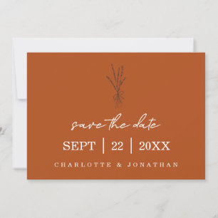 Terracotta Rustic Modern Hand Written Wedding Save The Date