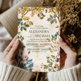 Terracotta Rustic Wedding Mountain Wildflower Invitation