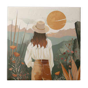 Terracotta Sage Boho Desert Valley Sunset Tile