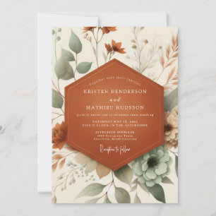Terracotta Sage Botanical Wedding Invitation