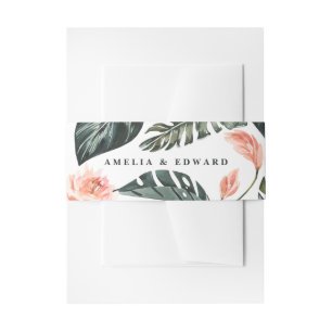 Terracotta sage green leaf foliage wedding invitation belly band