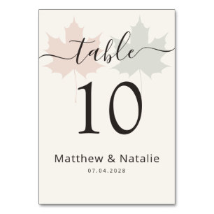 Terracotta Sage Maple Leaf Rustic Boho Wedding Table Number