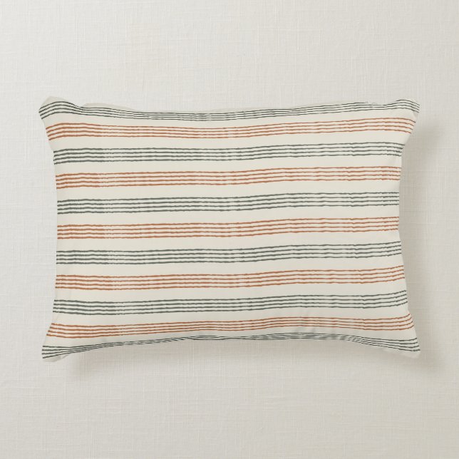 Terracotta Sage Modern Minimalist Stripe Boho  Accent Pillow (Front)
