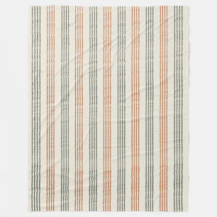 Terracotta Sage Modern Minimalist Stripe Boho Fleece Blanket