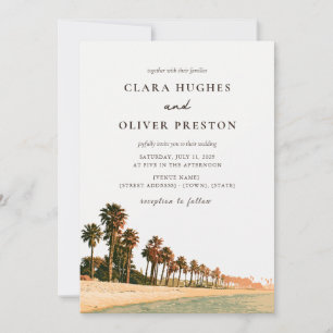 Terracotta Sage Script Malibu Palm Coast Wedding  Invitation