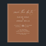 Terracotta Save the Date<br><div class="desc">This modern wedding card has a warm, minimalist design. The front features a lively script text above your first names and date. On the back, we've set the background as transparent, so that the colour of the paper will serve as the base colour. You can choose a colour for the...</div>