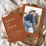 Terracotta Save the Date Boho Photo Minimalist<br><div class="desc">Wedding Boho Terracotta Save the Date Cards that have a photo on the front. The Save the Date cards contain a modern hand lettered cursive script typography that are elegant,  simple and modern to use after you minimalist simple wedding day celebration.</div>
