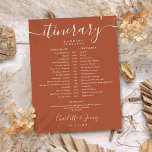 Terracotta Schedule Wedding Itinerary Timeline<br><div class="desc">This stylish terracotta and white wedding itinerary schedule-timeline can be personalized with your wedding day information in modern lettering. Designed by Thisisnotme©</div>
