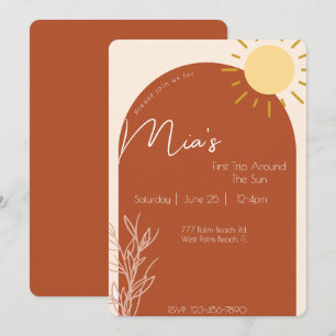 Terracotta Script 1st Trip Around the Sun Birthday Invitation
