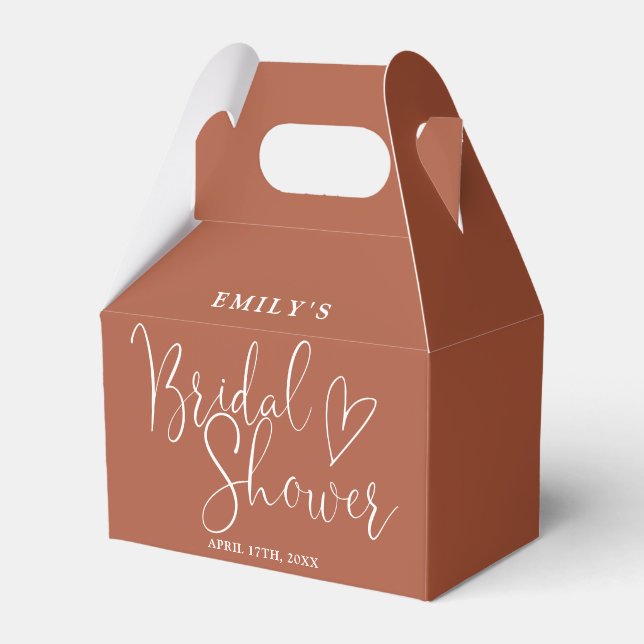 Terracotta Script Calligraphy Bridal Shower Favor Box (Front Side)