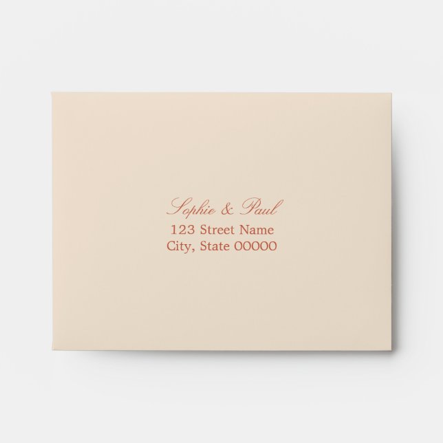 Terracotta Script Self Addressed RSVP Envelope (Front)