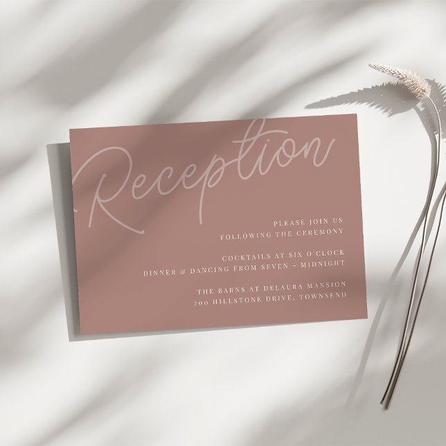Terracotta | Script Watermark Wedding Reception Enclosure Card (Creator Uploaded)