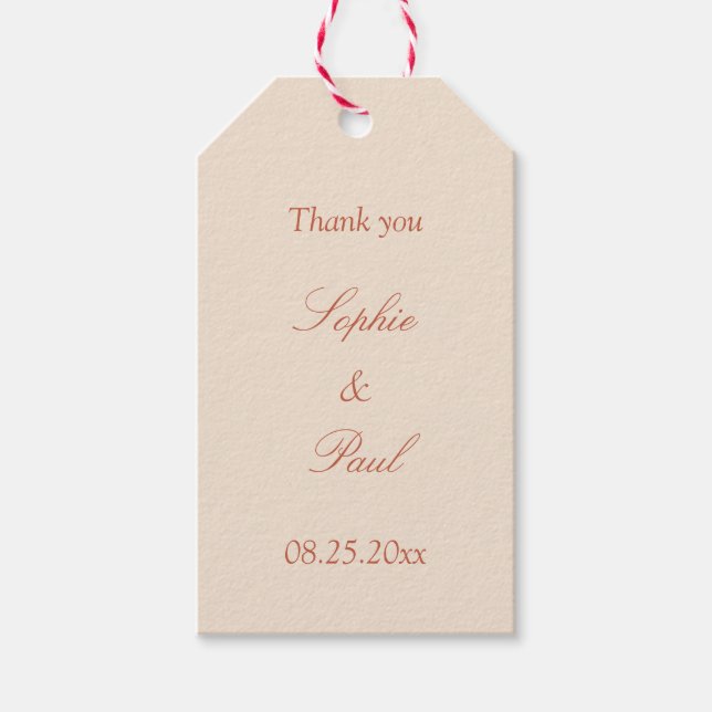 Terracotta Script Wedding Favour Gift Tags (Front)