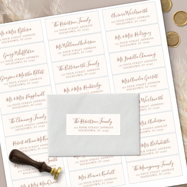 Terracotta Script Wedding Guest Address Labels (Creator Uploaded)