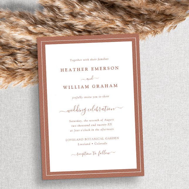 Terracotta Script Wedding Invitation (Creator Uploaded)