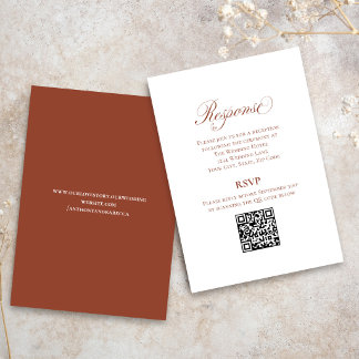 Terracotta Script Wedding RSVP QR Code Enclosure Card