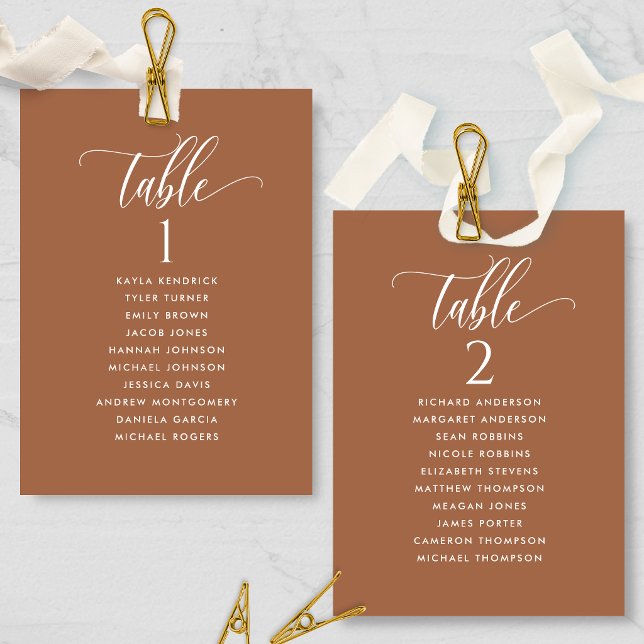 Terracotta, Seating Plan Cards with Guest Names (Creator Uploaded)