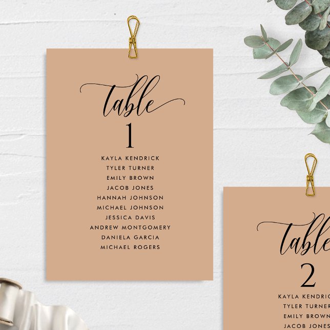 Terracotta Seating Plan Cards with Guest Names  (Creator Uploaded)