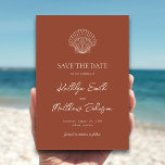 Terracotta Shell Beach Ocean Destination Wedding Save The Date<br><div class="desc">Terracotta Modern Seashell Beach Ocean Destination Wedding Save the Date Card. Celebrate your special day with this elegant and beautiful wedding invitation design to beautify your special occasion. All the texts are pre-arranged for you to personalize easily and quickly with your own details.</div>