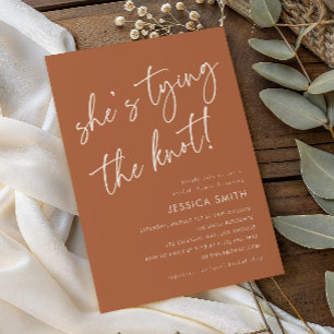 Terracotta She's Tying the Knot Bridal Shower Invitation