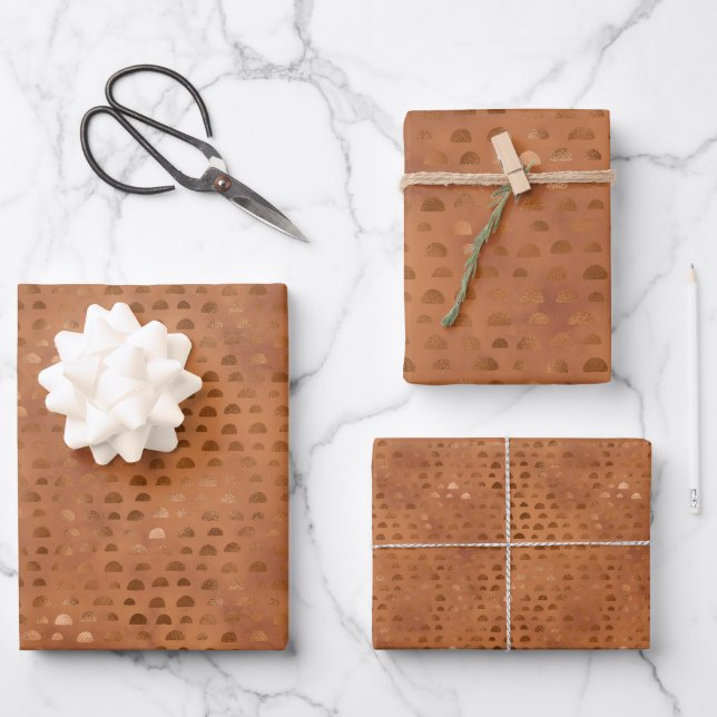 Terracotta Shimmer Geometric Wrapping Paper Sheet (Front)