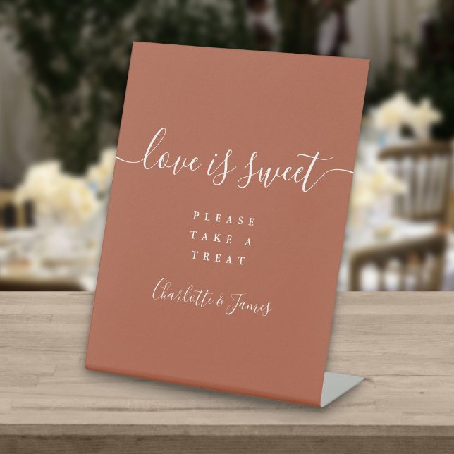Terracotta Signature Script Love Is Sweet Favour Pedestal Sign (Creator Uploaded)